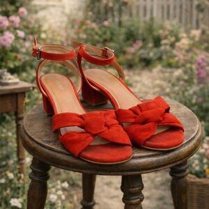 Topshop Red Faux Suede, Heeled Sandals